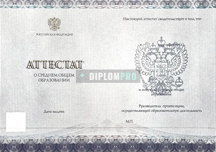 Аттестат за 11 класс Киржач с 2021 по 2026 годы