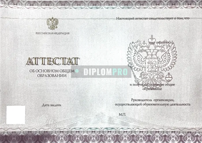 Аттестат за 9 класс QR с 2021 по 2026 годы