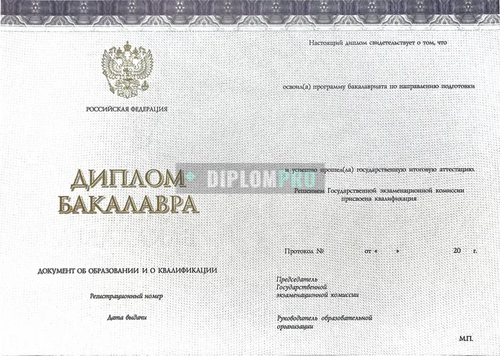 Диплом бакалавра КИРЖАЧ с 2014 по 2022 годы