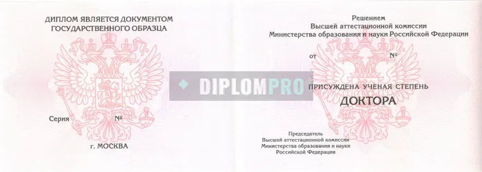 Диплом доктора наук с 2006 по 2014 годы