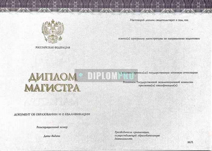 Диплом магистра Киржач c 2023 по 2026 годы